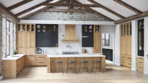 Fabuwood Luna Timber and Indigo kitchen. Discount supplier post