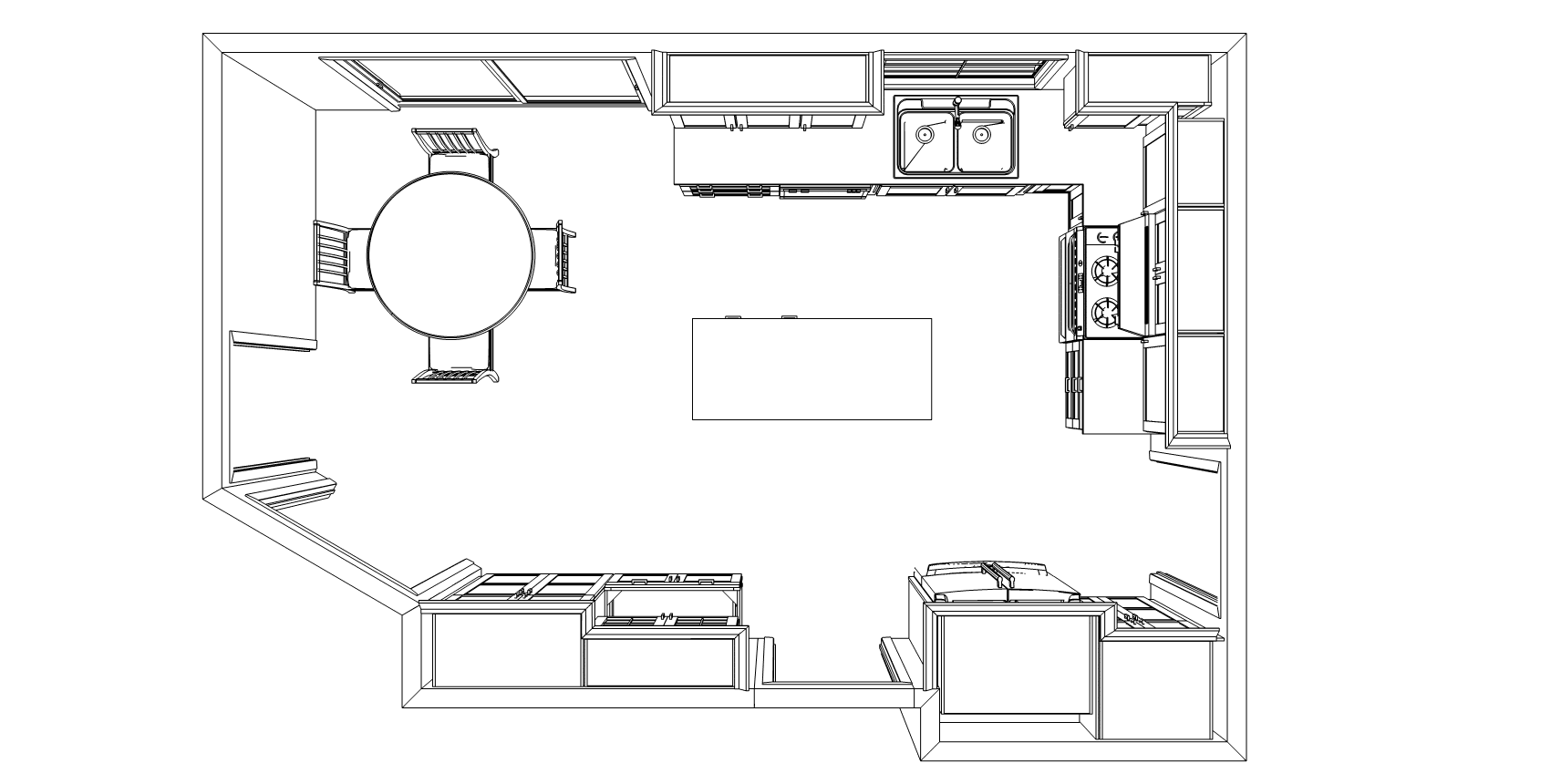 Overhead view of the kitchen