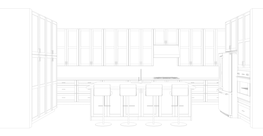 Elevation of 53 inch wall cabinets