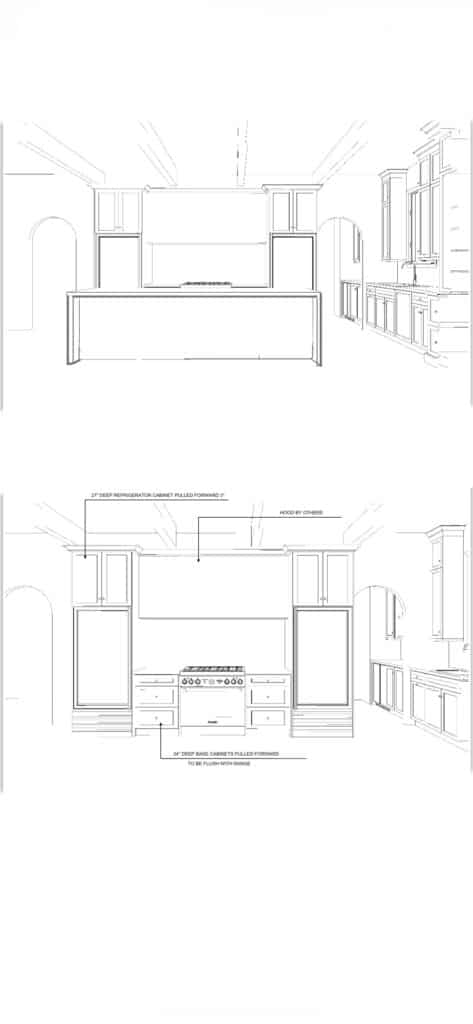 Perspective of kitchen area